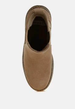 Vostok Suede Chunky Chelsea Boots -Her Shoe World Vostok Suede Chunky Chelsea Boots RCSH5012 BEIGE 1
