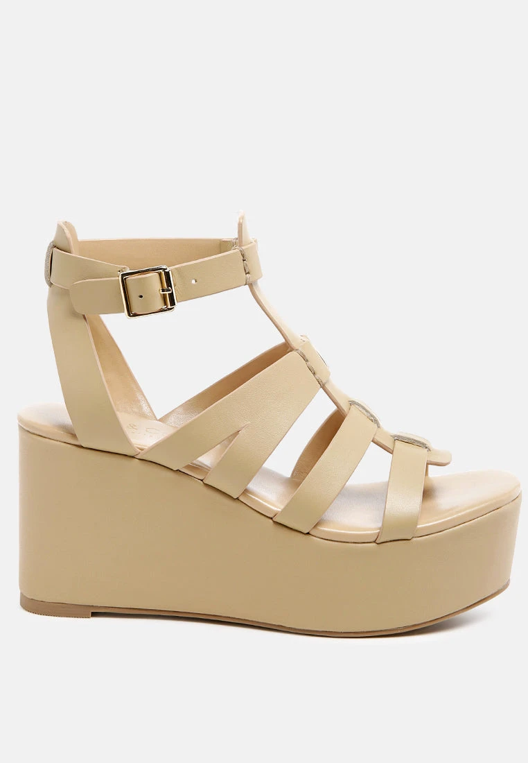 WINDRUSH Cage Wedge Leather Sandal In Nude 4 WINDRUSH Cage Wedge Leather Sandal In Nude - Image 2
