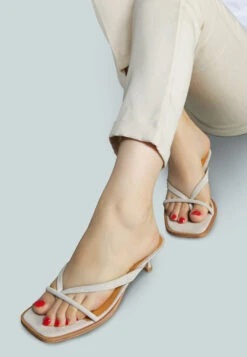 WINSLET Heeled Thong Sandal In Beige -Her Shoe World WINSLETHeeledThongSandalinBeige RCSH2380 Gold 6