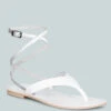 WRAP-UP Tie Around White Flat Sandals 2 WRAP-UP Tie Around White Flat Sandals -Her Shoe World WRAPUPTieUpThongLeatherFlatsinWhite RCSH2861 1