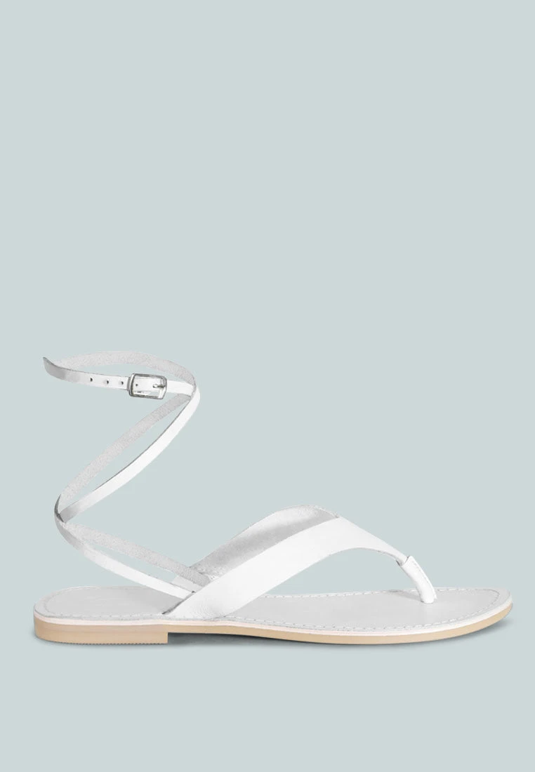 WRAP-UP Tie Around White Flat Sandals 4 WRAP-UP Tie Around White Flat Sandals - Image 2
