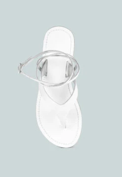 WRAP-UP Tie Around White Flat Sandals 15 WRAP-UP Tie Around White Flat Sandals -Her Shoe World WRAPUPTieUpThongLeatherFlatsinWhite RCSH2861 8