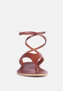 WRAP-UP Tie Around Tan Flat Sandals -Her Shoe World WRAPUPTiearoundTanFlatSandals RCSH2861 Tan 5