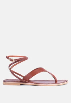 WRAP-UP Tie Around Tan Flat Sandals -Her Shoe World WRAPUPTiearoundTanFlatSandals RCSH2861 Tan 1