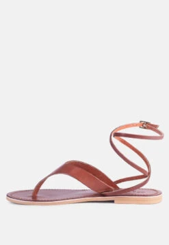 WRAP-UP Tie Around Tan Flat Sandals -Her Shoe World WRAPUPTiearoundTanFlatSandals RCSH2861 Tan 8