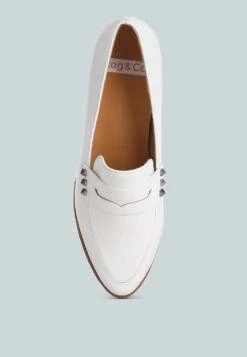 Noshiya Patent Pleather Penny Loafers -Her Shoe World WingedPatentPleatherPennyLoafers RCSH4842 off white 2