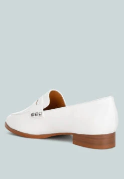 Noshiya Patent Pleather Penny Loafers -Her Shoe World WingedPatentPleatherPennyLoafers RCSH4842 off white 7