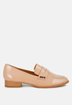 Noshiya Patent Pleather Penny Loafers -Her Shoe World Winged Patent Pleather Penny Loafers RCSH4842 beige 2