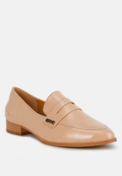 Noshiya Patent Pleather Penny Loafers -Her Shoe World Winged Patent Pleather Penny Loafers RCSH4842 beige 6