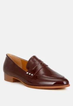 Noshiya Patent Pleather Penny Loafers -Her Shoe World Winged Patent Pleather Penny Loafers RCSH4842 brown 2
