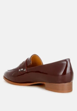 Noshiya Patent Pleather Penny Loafers -Her Shoe World Winged Patent Pleather Penny Loafers RCSH4842 brown 6