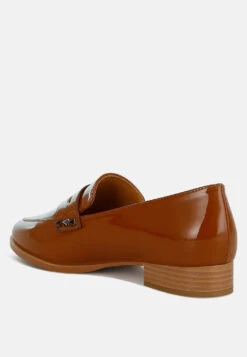Noshiya Patent Pleather Penny Loafers -Her Shoe World Winged Patent Pleather Penny Loafers RCSH4842 tan 8