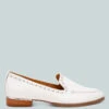 Wolferton Delicate Stud Detail Leather Loafers -Her Shoe World WolfertonDelicateStudDetailLeatherLoafers RCSH4847 offwhite 4