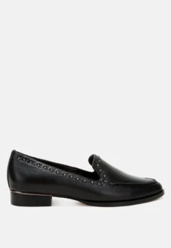 Wolferton Delicate Stud Detail Leather Loafers -Her Shoe World Wolferton Delicate Stud Detail Leather Loafers RCSH4847 black 3