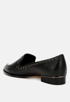Wolferton Delicate Stud Detail Leather Loafers -Her Shoe World Wolferton Delicate Stud Detail Leather Loafers RCSH4847 black 6