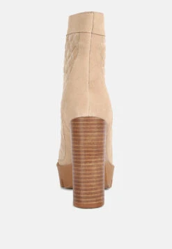 YOKO Beige Fine Suede Quilted Ankle Boots 12 YOKO Beige Fine Suede Quilted Ankle Boots -Her Shoe World YOKOBeigeFineSuedeQuiltedAnkleBoots RCSH3885 Beige 1