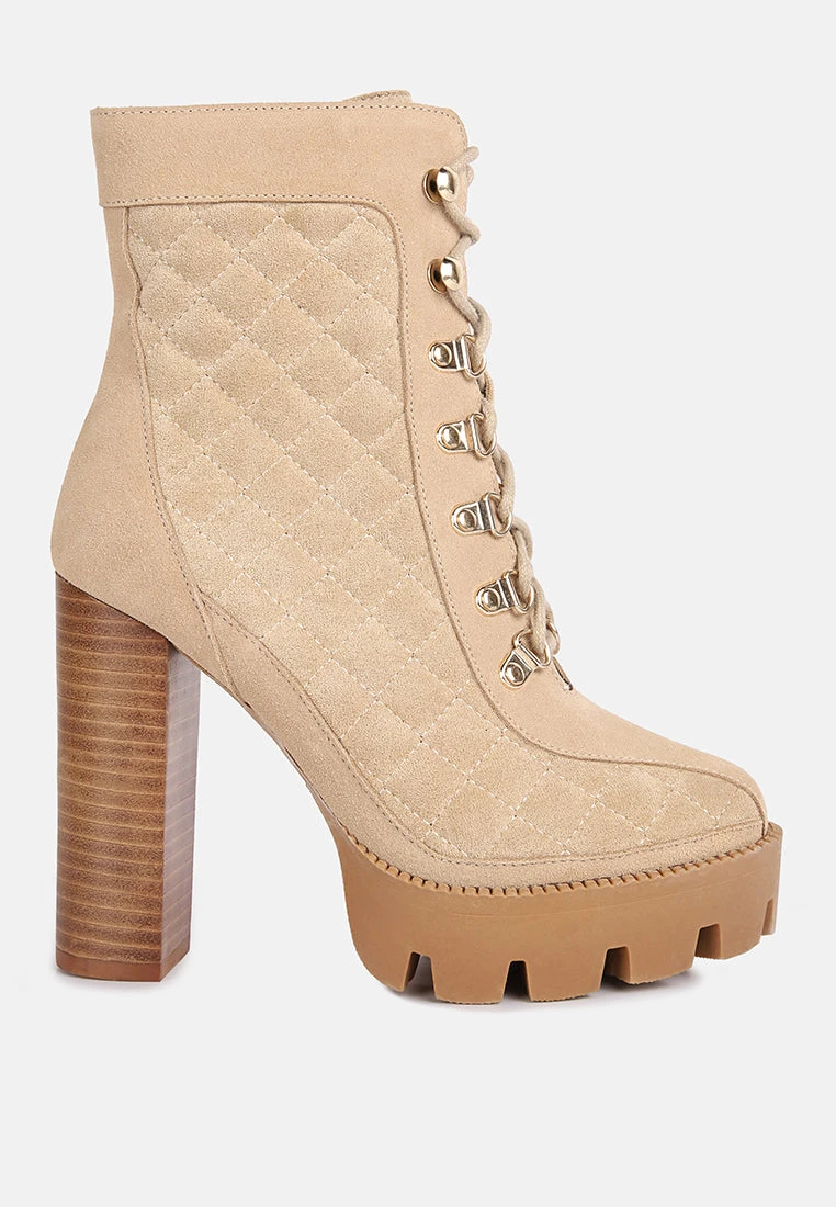 YOKO Beige Fine Suede Quilted Ankle Boots 4 YOKO Beige Fine Suede Quilted Ankle Boots - Image 2