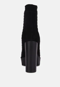 YOKO Black Fine Suede Quilted Ankle Boots 12 YOKO Black Fine Suede Quilted Ankle Boots -Her Shoe World YOKOBlackFineSuedeQuiltedAnkleBoots RCSH3885 Black 1