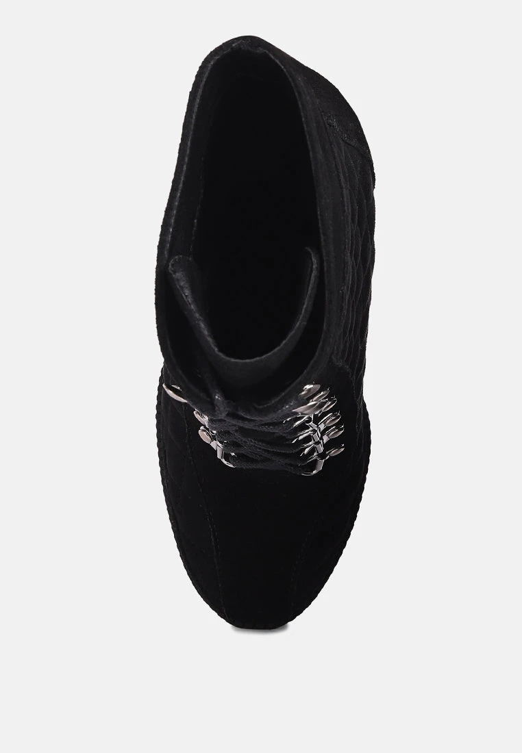 YOKO Black Fine Suede Quilted Ankle Boots 8 YOKO Black Fine Suede Quilted Ankle Boots - Image 6
