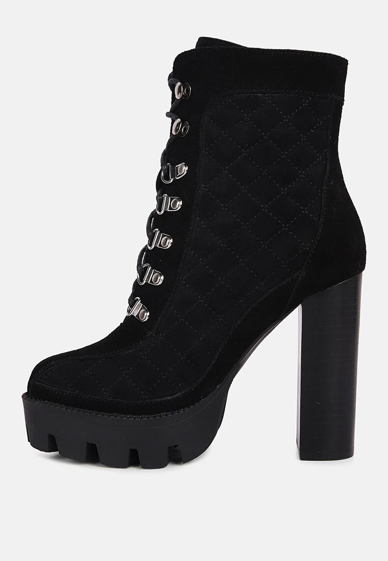 YOKO Black Fine Suede Quilted Ankle Boots 6 YOKO Black Fine Suede Quilted Ankle Boots - Image 4