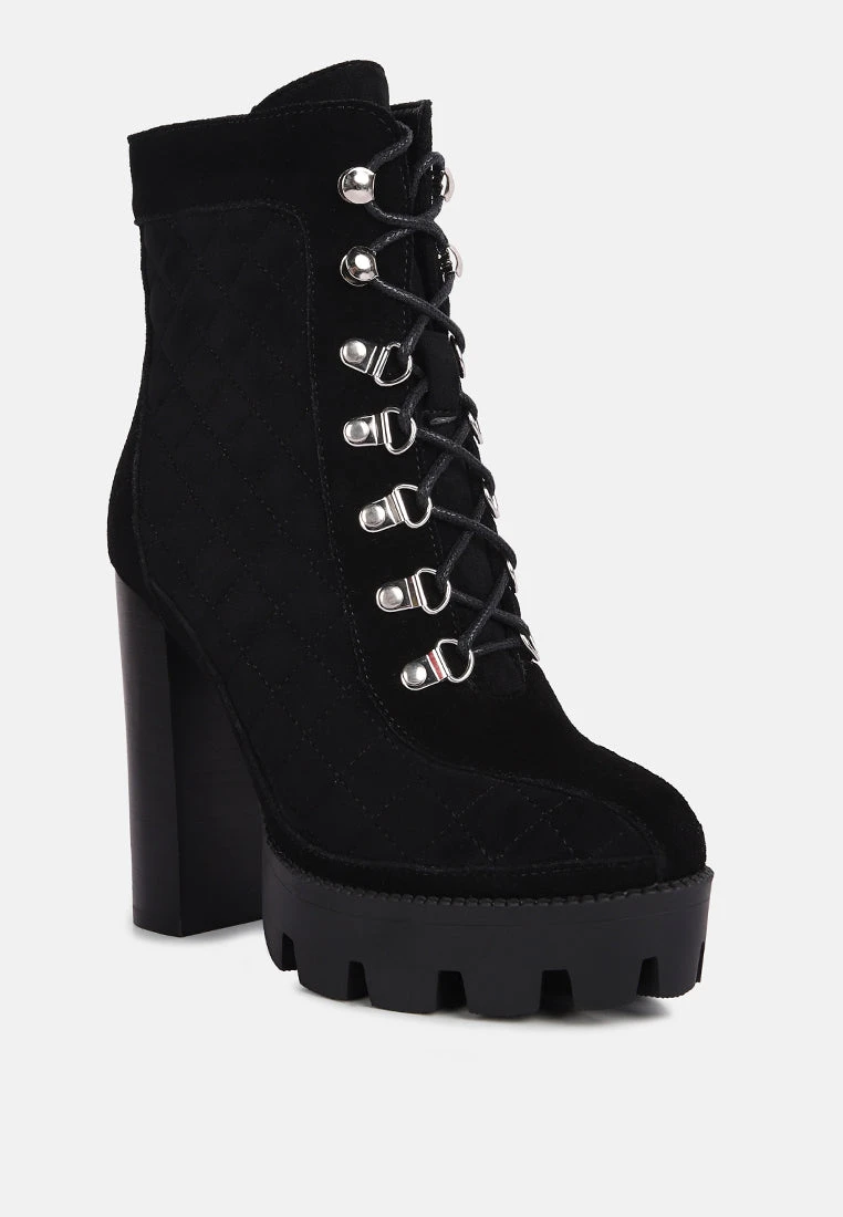 YOKO Black Fine Suede Quilted Ankle Boots 3 YOKO Black Fine Suede Quilted Ankle Boots