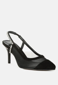 Yaga Stiletto Heel Slingback Sandals -Her Shoe World Yaga Stiletto Heel Slingback Sandals RCSH5365 BLACK 6