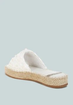 Yakna Pearl Embellished Woven Flats 9 Yakna Pearl Embellished Woven Flats -Her Shoe World YaknaPearlEmbellishedWovenFlatsRCSH5464WHITE 9