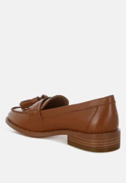 Yelena Real Leather Tassel Loafers -Her Shoe World YelenaRealLeatherTasselLoafersRCSH5387TAN 1