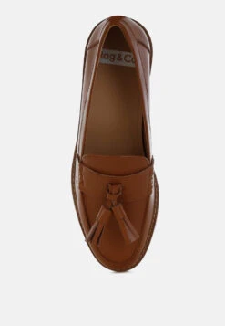 Yelena Real Leather Tassel Loafers -Her Shoe World YelenaRealLeatherTasselLoafersRCSH5387TAN 3