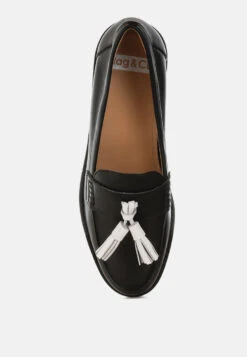 Yelena Real Leather Tassel Loafers -Her Shoe World Yelena Real Leather Tassel Loafers RCSH5387 BLACK 1