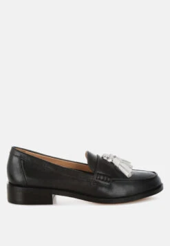 Yelena Real Leather Tassel Loafers -Her Shoe World Yelena Real Leather Tassel Loafers RCSH5387 BLACK 4