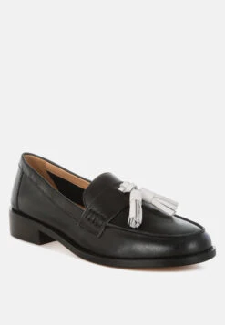 Yelena Real Leather Tassel Loafers -Her Shoe World Yelena Real Leather Tassel Loafers RCSH5387 BLACK 5