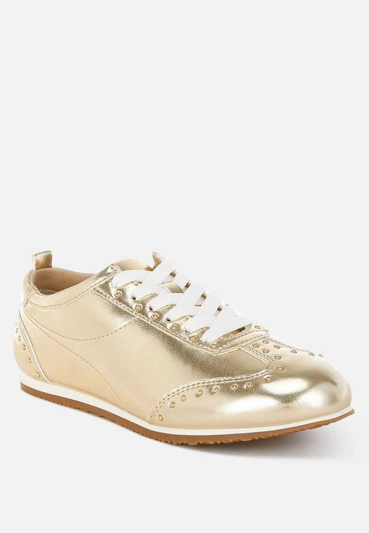 Yorika Studded Metallic Pleather Sneakers 4 Yorika Studded Metallic Pleather Sneakers - Image 2