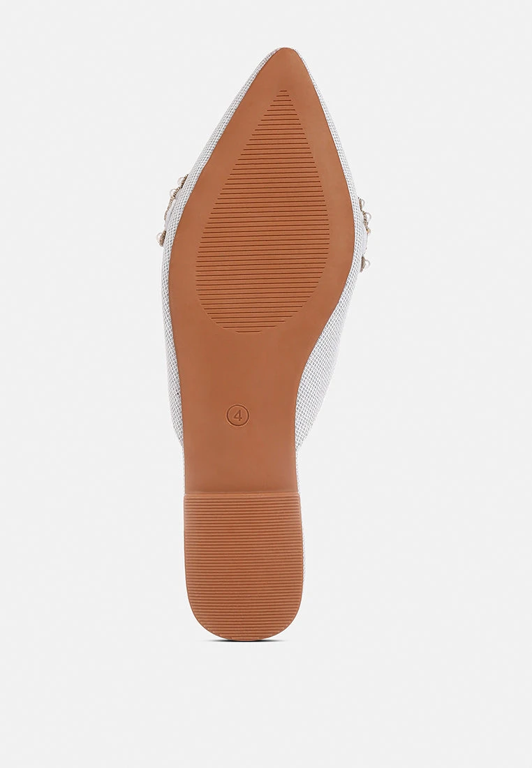 ASTRE Pearl Embellished Shimmer Mules In Silver 9 ASTRE Pearl Embellished Shimmer Mules In Silver - Image 7