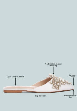 ASTRE Pearl Embellished Shimmer Mules In White 17 ASTRE Pearl Embellished Shimmer Mules In White -Her Shoe World astrepearlembellishedshimmermules RCSH3110 white 1