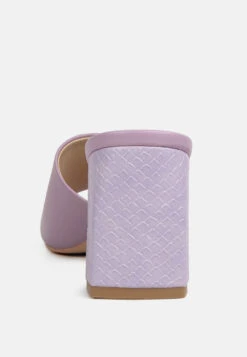 Audriana Lilac Textured Block Heel Sandals -Her Shoe World audrianatexturedblockheelsandals RCSH4170 lilac 4