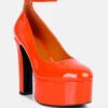 Babe-Heaven Patent Pu Sandals In Orange -Her Shoe World babeheavenpatentpumaryjanesandalsinOrange RCSH3300Orange 6