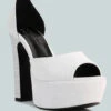BEATY White Rhinestones High Block Heeled Sandals