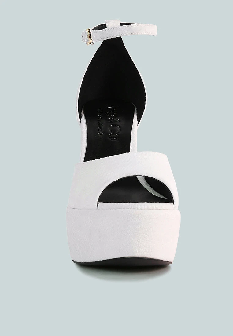 BEATY White Rhinestones High Block Heeled Sandals 5 BEATY White Rhinestones High Block Heeled Sandals - Image 3