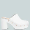 Benji Recycled Leather Clogs -Her Shoe World benjirecycledleatherclogs RCSH4774R white 2