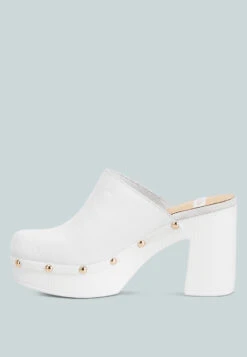 Benji Recycled Leather Clogs 20 Benji Recycled Leather Clogs -Her Shoe World benjirecycledleatherclogs RCSH4774R white 6