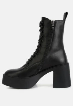 Carmac High Ankle Platform Boots In Black -Her Shoe World carmachighankleplatformboots RCSH4338 black 3