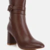 Cobra Buckle Strap Embellished Boots In Brown 2 Cobra Buckle Strap Embellished Boots In Brown -Her Shoe World cobrabucklestrapembellishedboots RCSH4339 brown 2