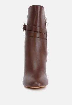 Cobra Buckle Strap Embellished Boots In Brown 10 Cobra Buckle Strap Embellished Boots In Brown -Her Shoe World cobrabucklestrapembellishedboots RCSH4339 brown 3