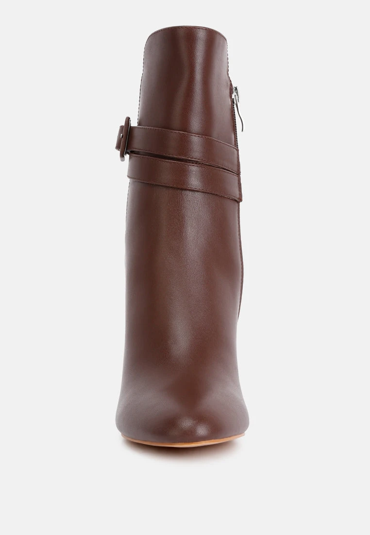 Cobra Buckle Strap Embellished Boots In Brown 5 Cobra Buckle Strap Embellished Boots In Brown - Image 3