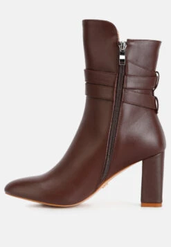 Cobra Buckle Strap Embellished Boots In Brown 11 Cobra Buckle Strap Embellished Boots In Brown -Her Shoe World cobrabucklestrapembellishedboots RCSH4339 brown 4