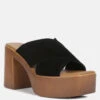 MATRIX Criss Cross Strap Block Heel Sandals In Black -Her Shoe World crisscrossstrapblockheelsandals RCSH4208 black 1