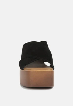 MATRIX Criss Cross Strap Block Heel Sandals In Black -Her Shoe World crisscrossstrapblockheelsandals RCSH4208 black 3