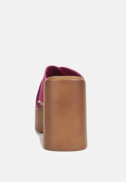 MATRIX Criss Cross Strap Block Heel Sandals In Fuchsia -Her Shoe World crisscrossstrapblockheelsandals RCSH4208 fuchsia 1