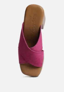 MATRIX Criss Cross Strap Block Heel Sandals In Fuchsia -Her Shoe World crisscrossstrapblockheelsandals RCSH4208 fuchsia 2